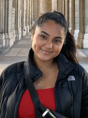 woman with hair up 