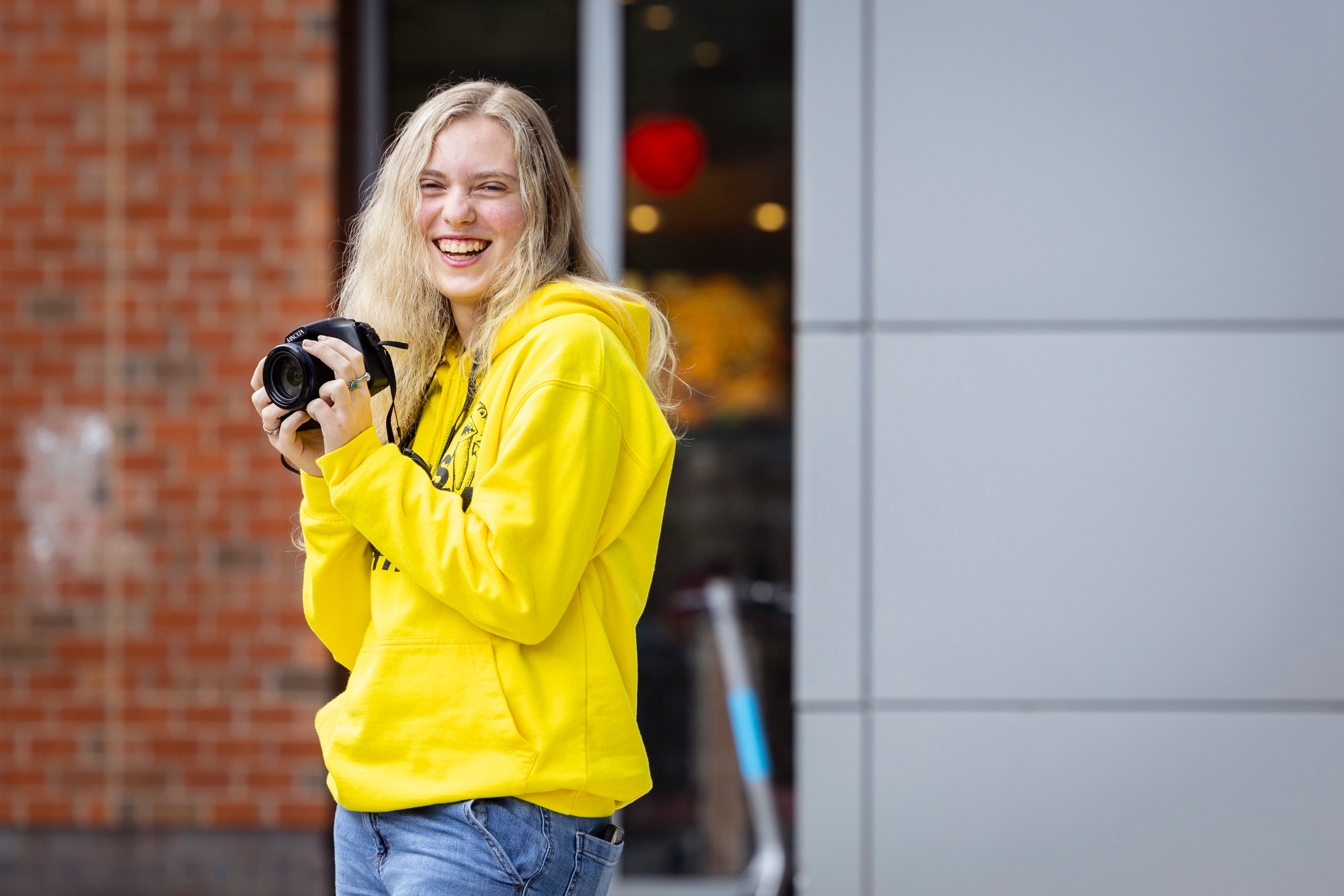 Mason LIFE student Madison Schittig is a photography intern with George Mason's Office of University Branding